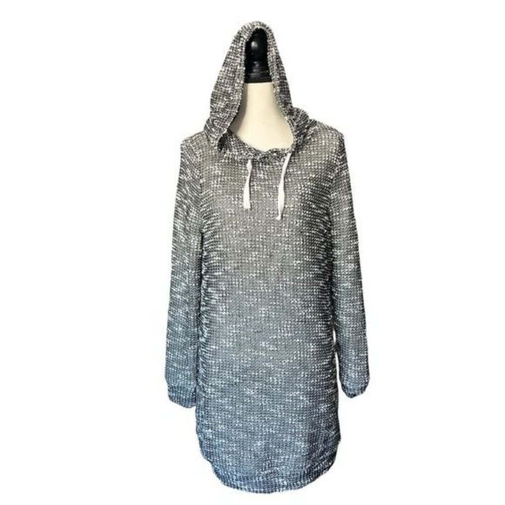 Fabletics Black & White Hoodie Dress Women’s Large Polyester Cotton Casual Style